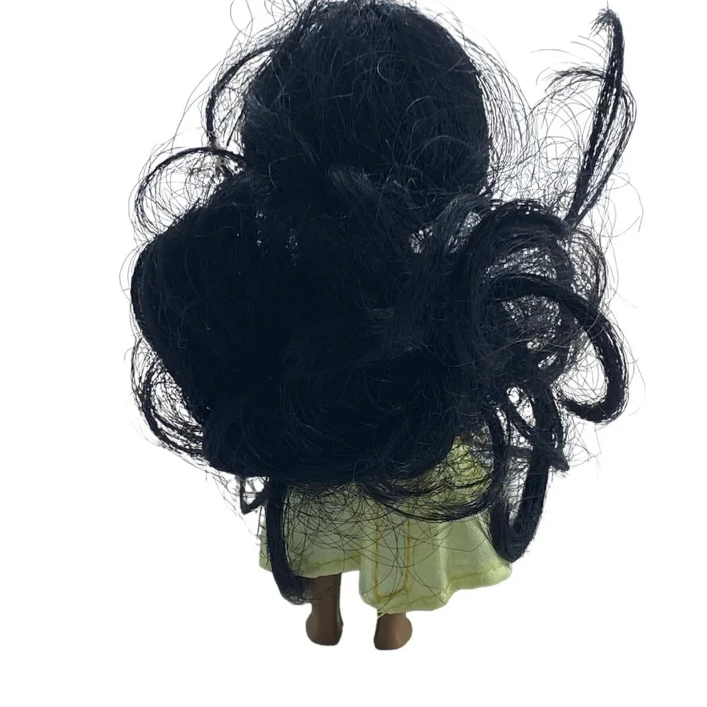 Little Girl Doll Toy Brown Black Yellow Dress Bow Long‎ Curly Hair 4